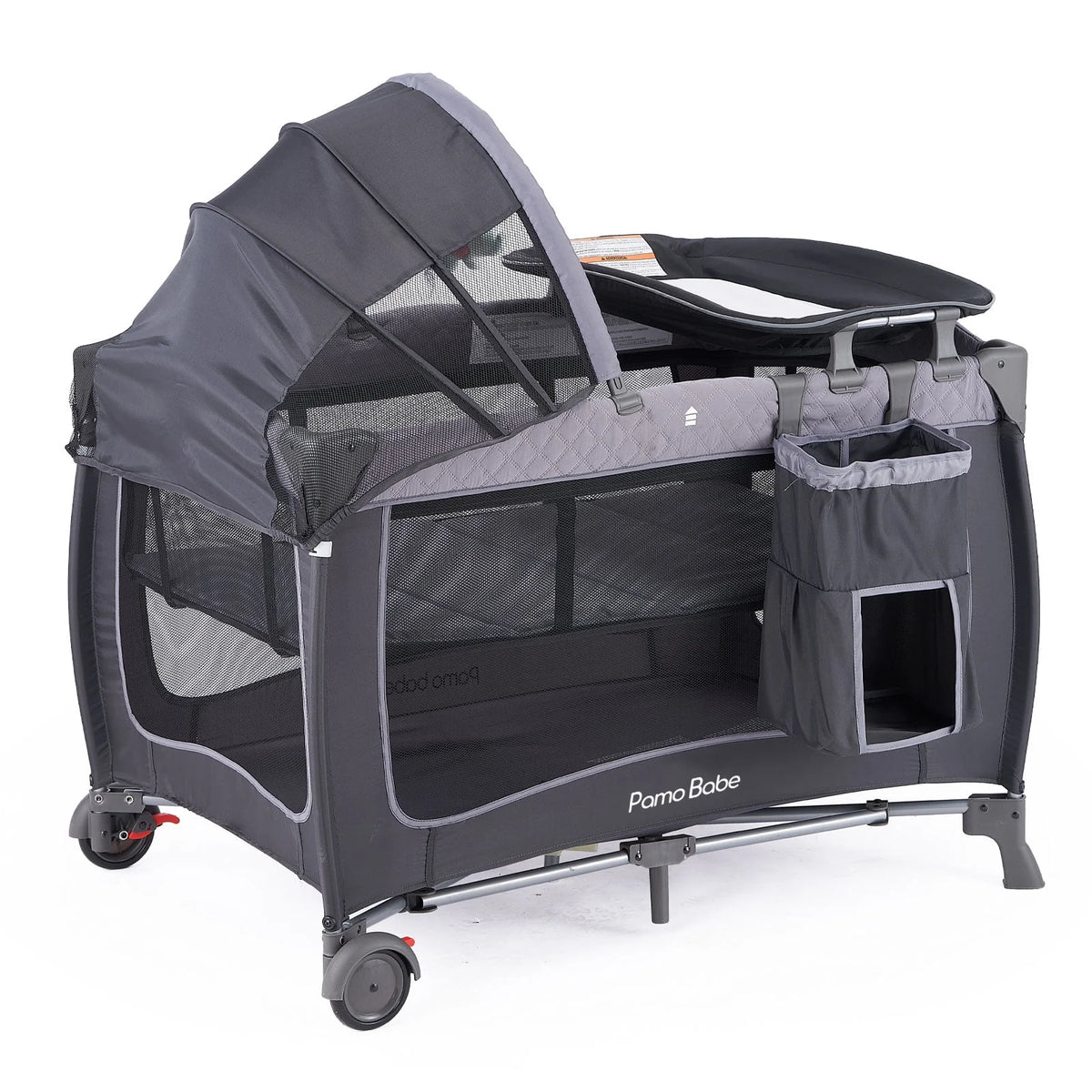 Portable Baby Play Yard with Wheels, Canopy, Changing Table N372