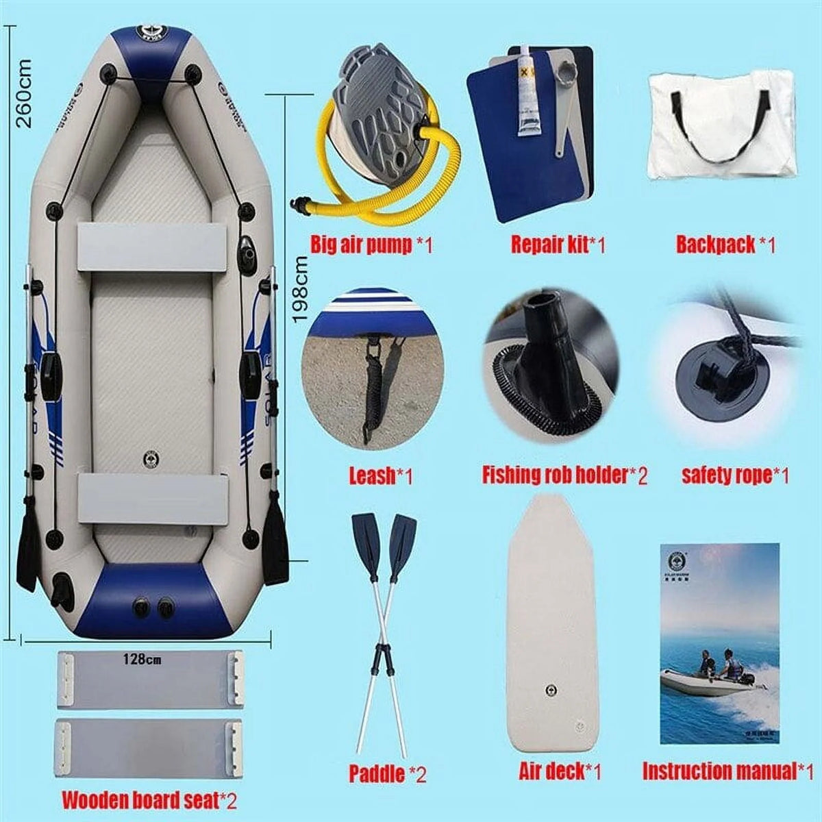 3 Person PVC Inflatable Boat Set G237