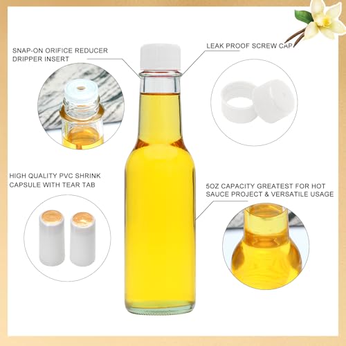 5 oz Clear Glass Woozy Bottles with Caps, Case of 35 D4709