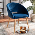 Navy Blue Velvet Upholstered Dining Chair Y34344