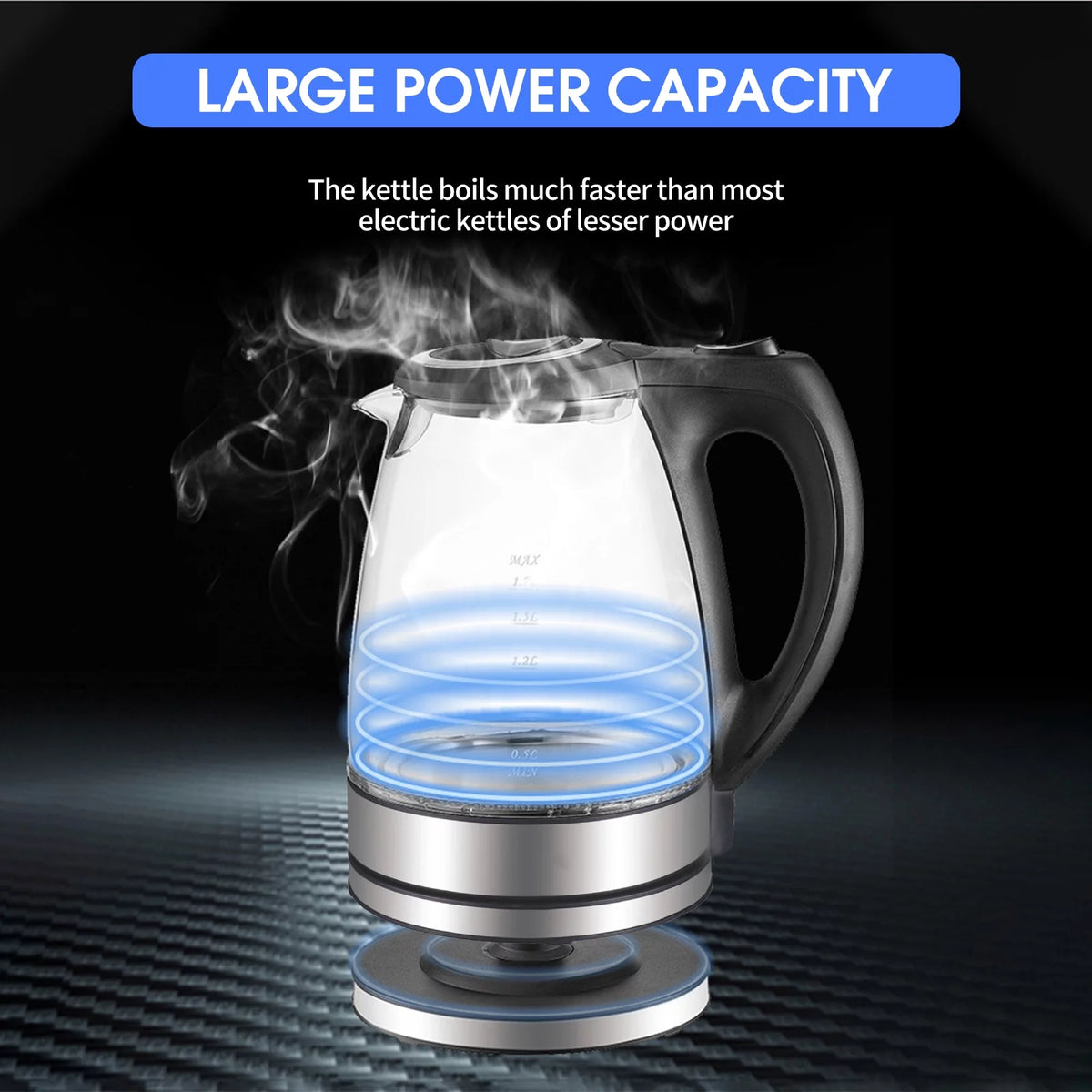 1.7L 1500W Glass Electric Kettle A379