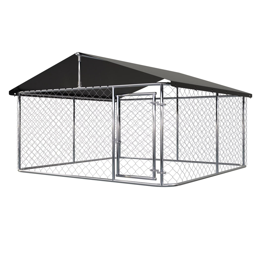Heavy Duty Outdoor Dog Kennel with Black UV & Water Resistant Cover S4123