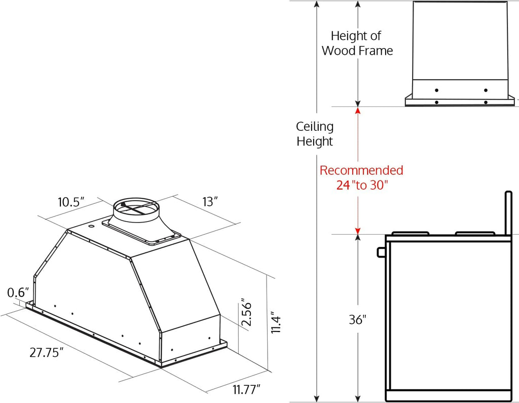 36 Built-in Stainless Steel Range Hood Insert K81305