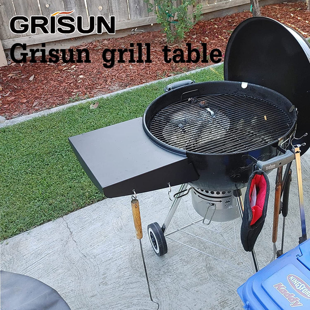 Black Powder Coated Steel Grill Table Shelf O112056