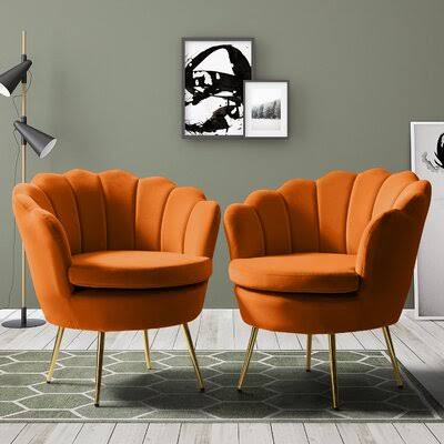 Orange Velvet Barrel Chair C4757