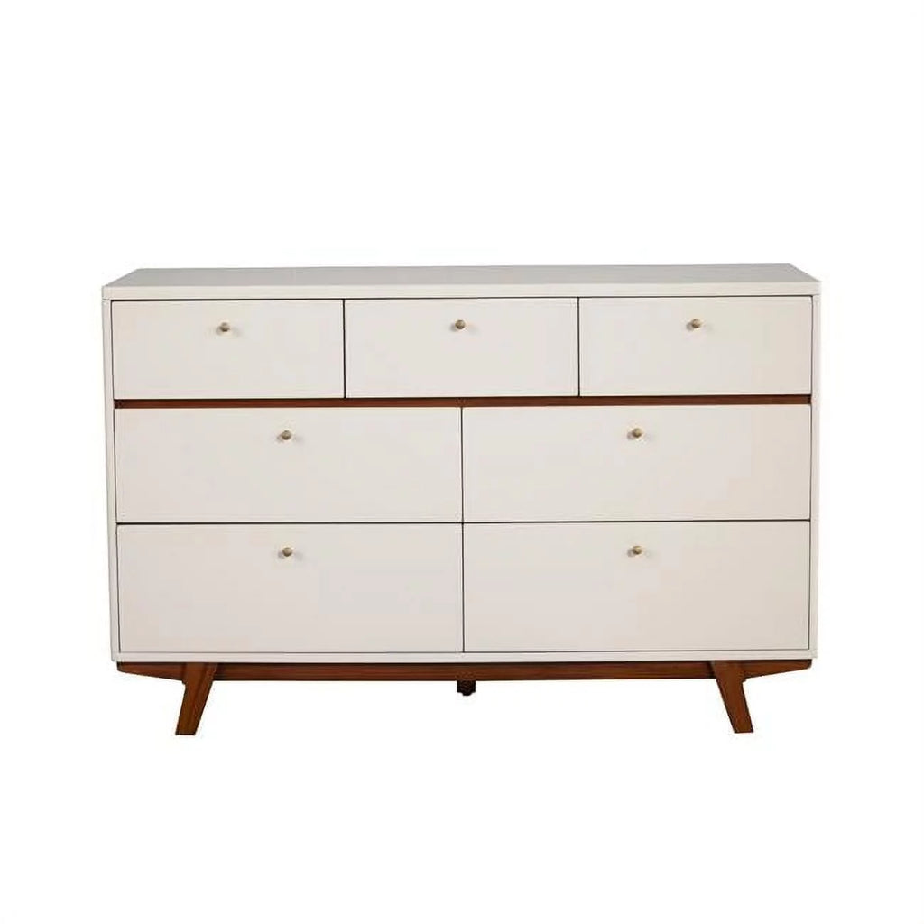 White 7 Drawer Wood Dresser B6583
