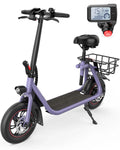 Electric Scooter with Seat, 450W Motor, 22 Miles Range, Folding, Black F41619