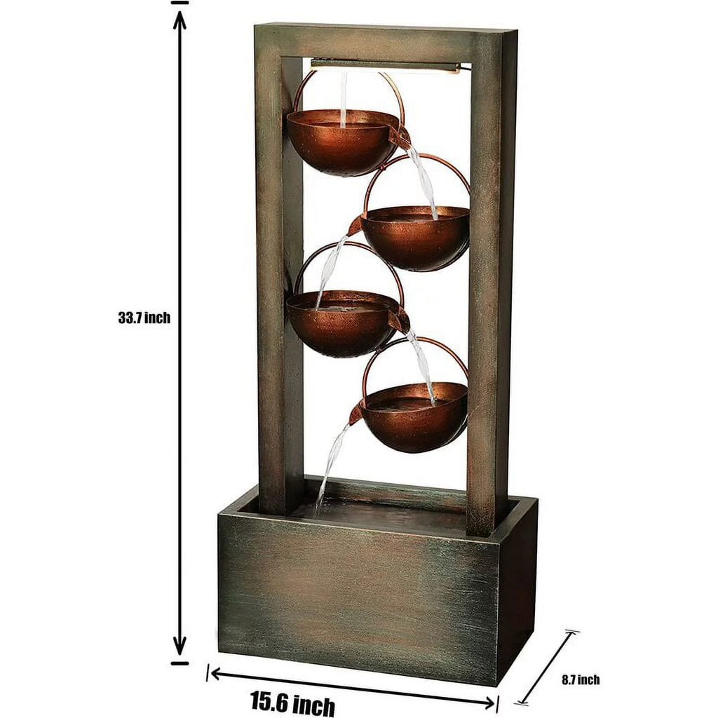 4-Tier Polyresin Floor Standing Water Fountain with LED Lighting A96013