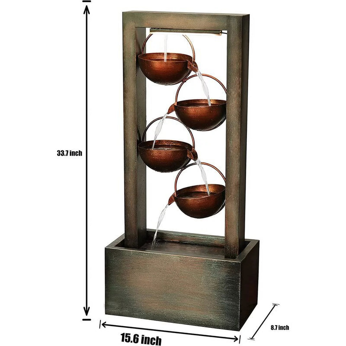 4-Tier Polyresin Floor Standing Water Fountain with LED Lighting A96013