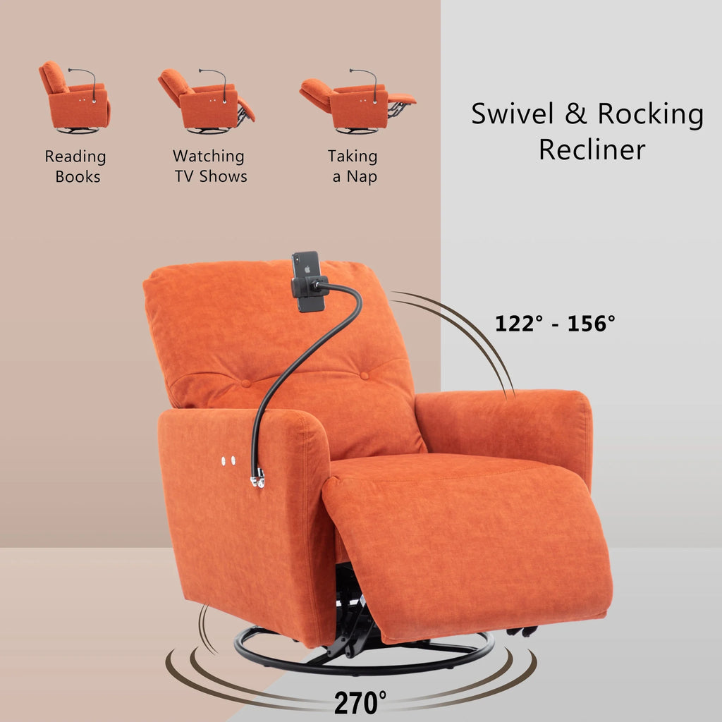 Orange 270 Degree Swivel Electric Recliner Sofa D88227