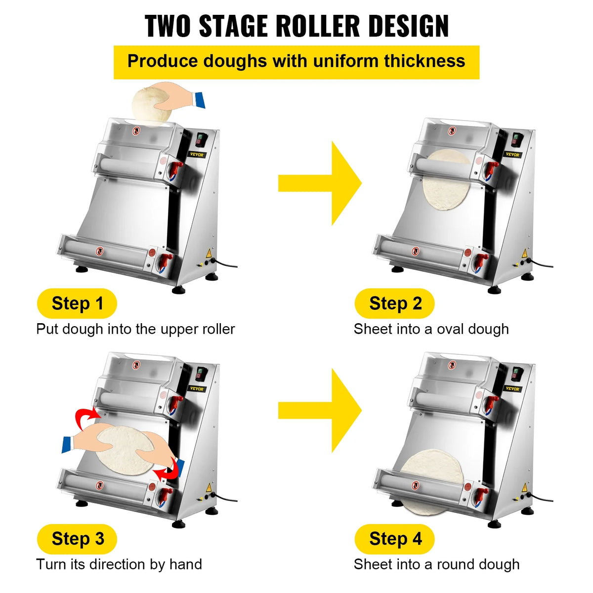 Electric Pizza Dough Roller Machine 15.7inch 370W C2467