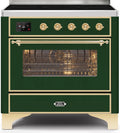 36 Induction Range with Electric Oven in Emerald Green with Brass Trim I84236
