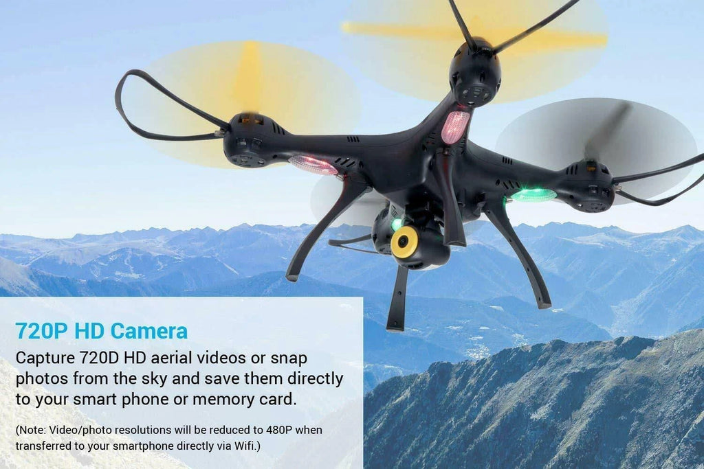 WiFi FPV Quadcopter Drone 720p HD Camera Black/Yellow K769597