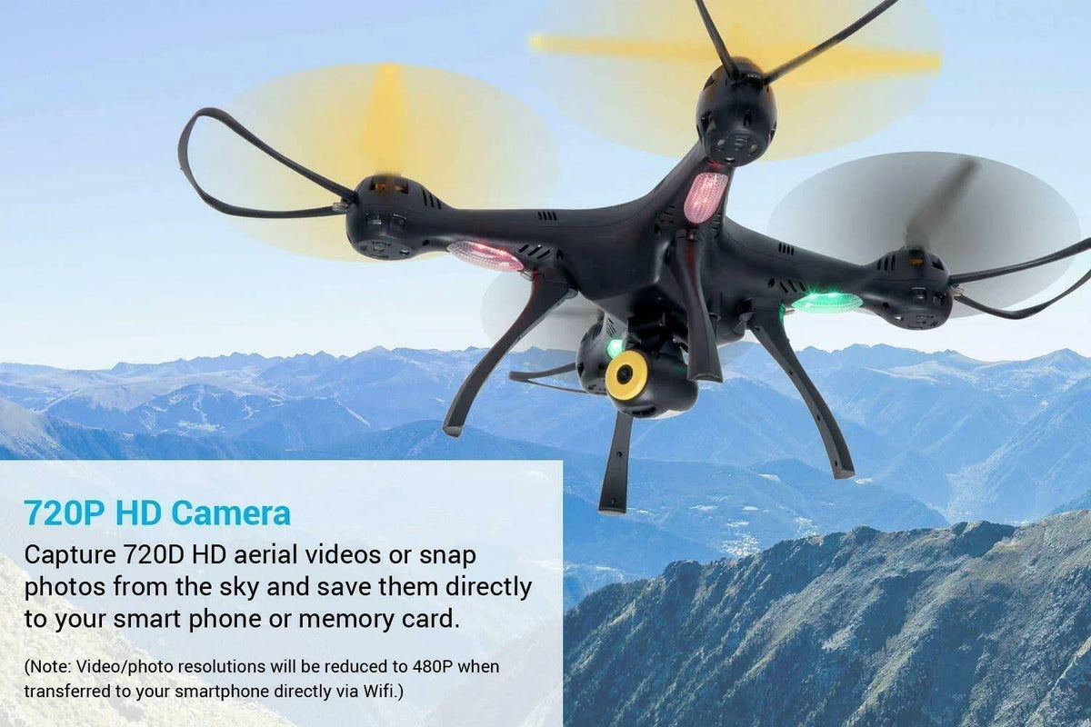 WiFi FPV Quadcopter Drone 720p HD Camera Black/Yellow K769597