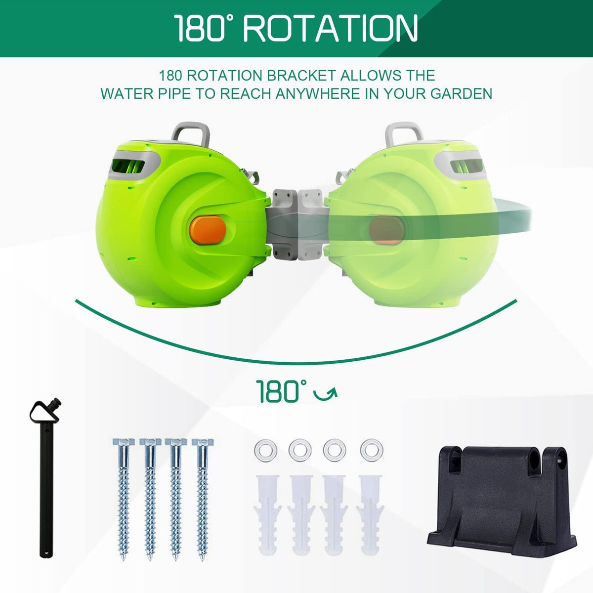 1/2'' x 100 FT Retractable Hose Reel with 8 Patterns Nozzle L9735