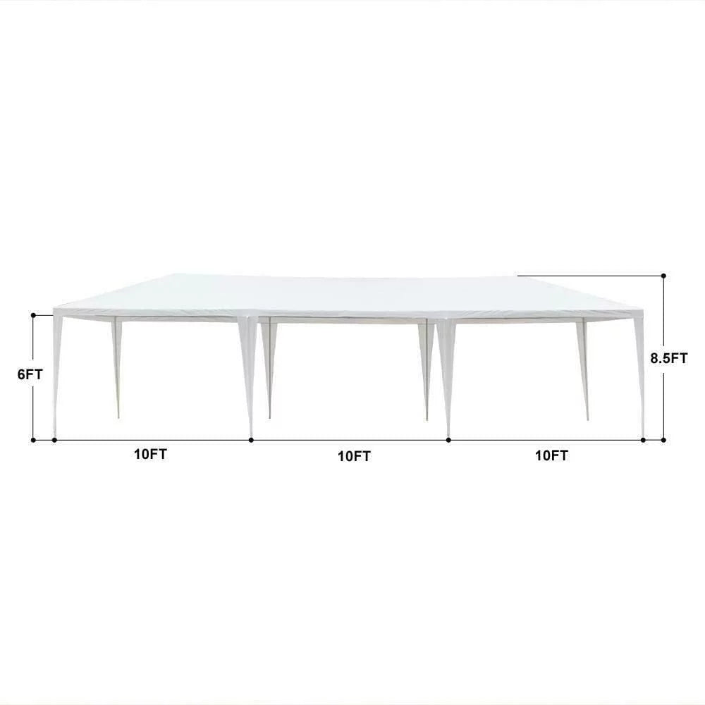 10'x30' White Outdoor Canopy Tent with 8 Side Walls H406
