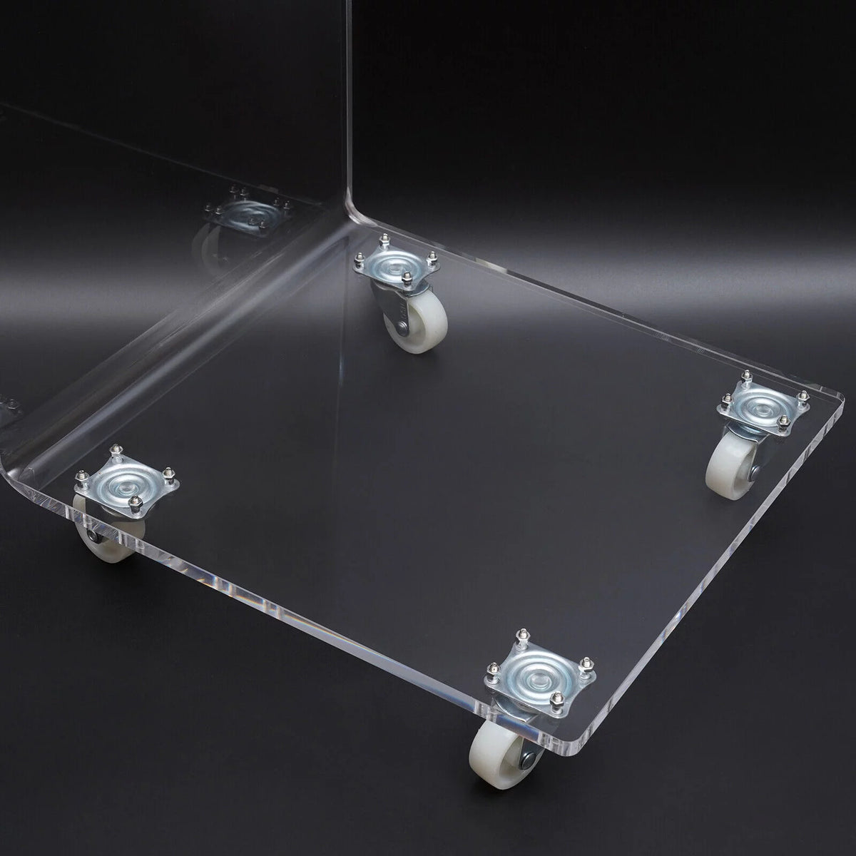 Clear Acrylic C-Shaped Bedside Table on Wheels X55406