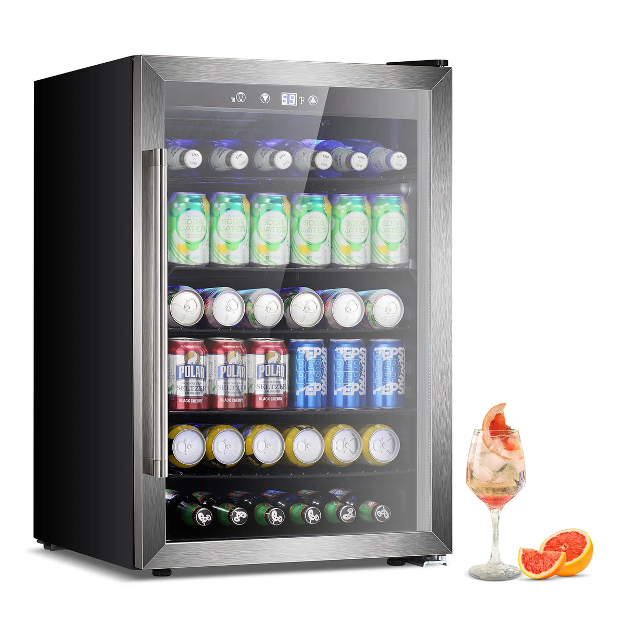 4.5cu.ft 145 Can Beverage Refrigerator Cooler Glass Door Black Q13822