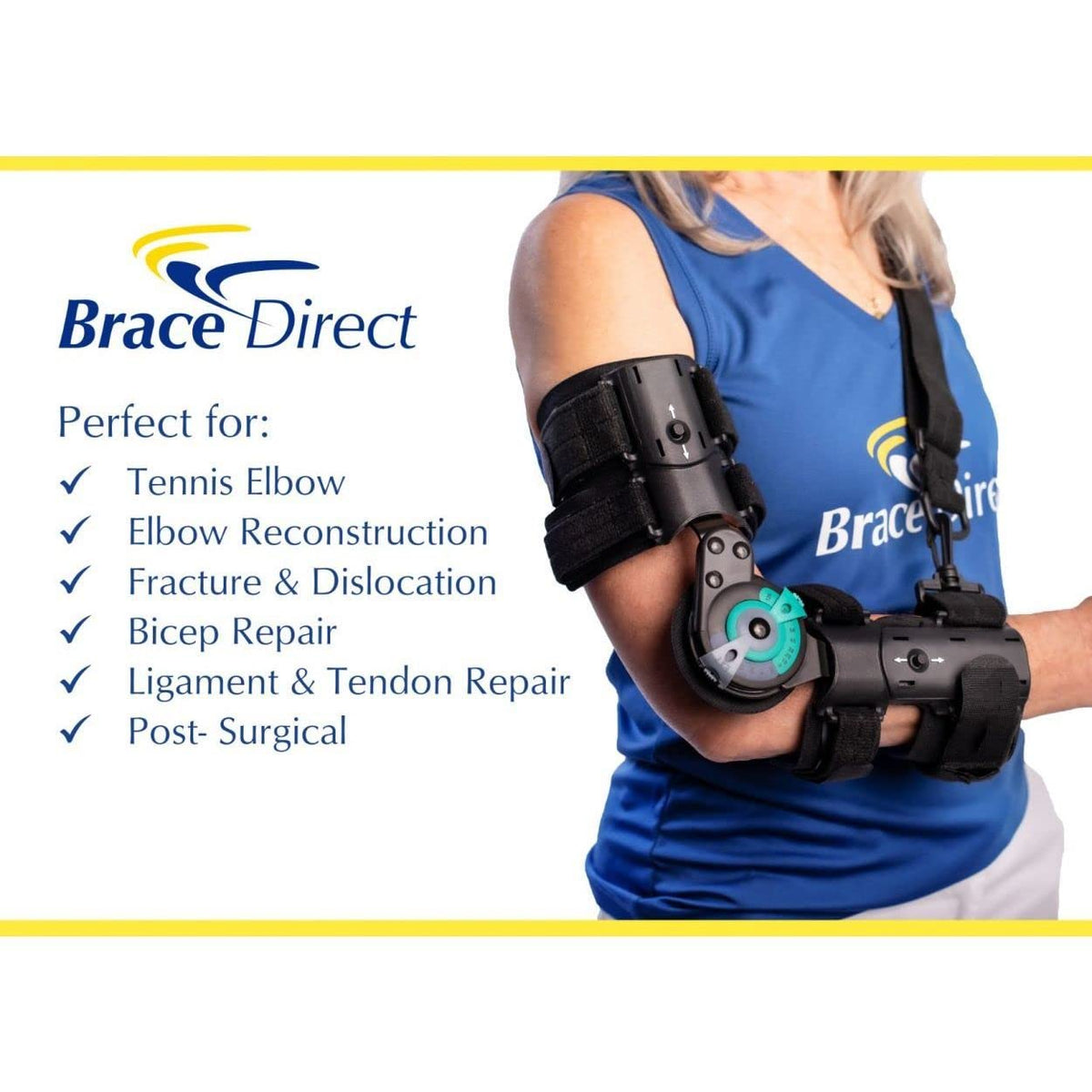 Adjustable Hinged Elbow Brace with Shoulder Sling Pack of 2 F72526