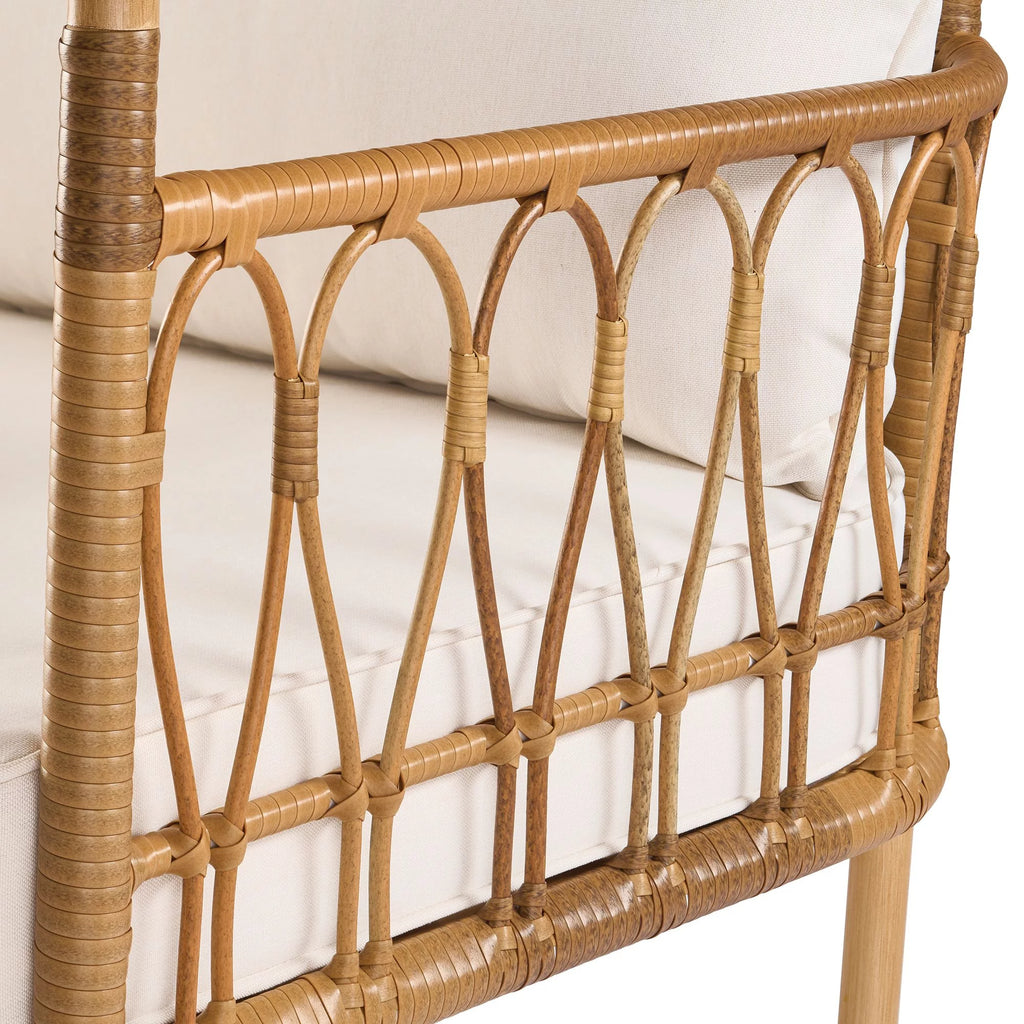 2 Piece Beige All-Weather Wicker Outdoor Canopy Chair and Ottoman Set C181