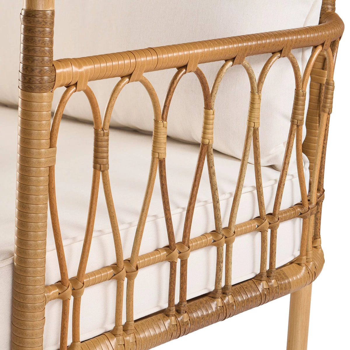 2 Piece Beige All-Weather Wicker Outdoor Canopy Chair and Ottoman Set C181