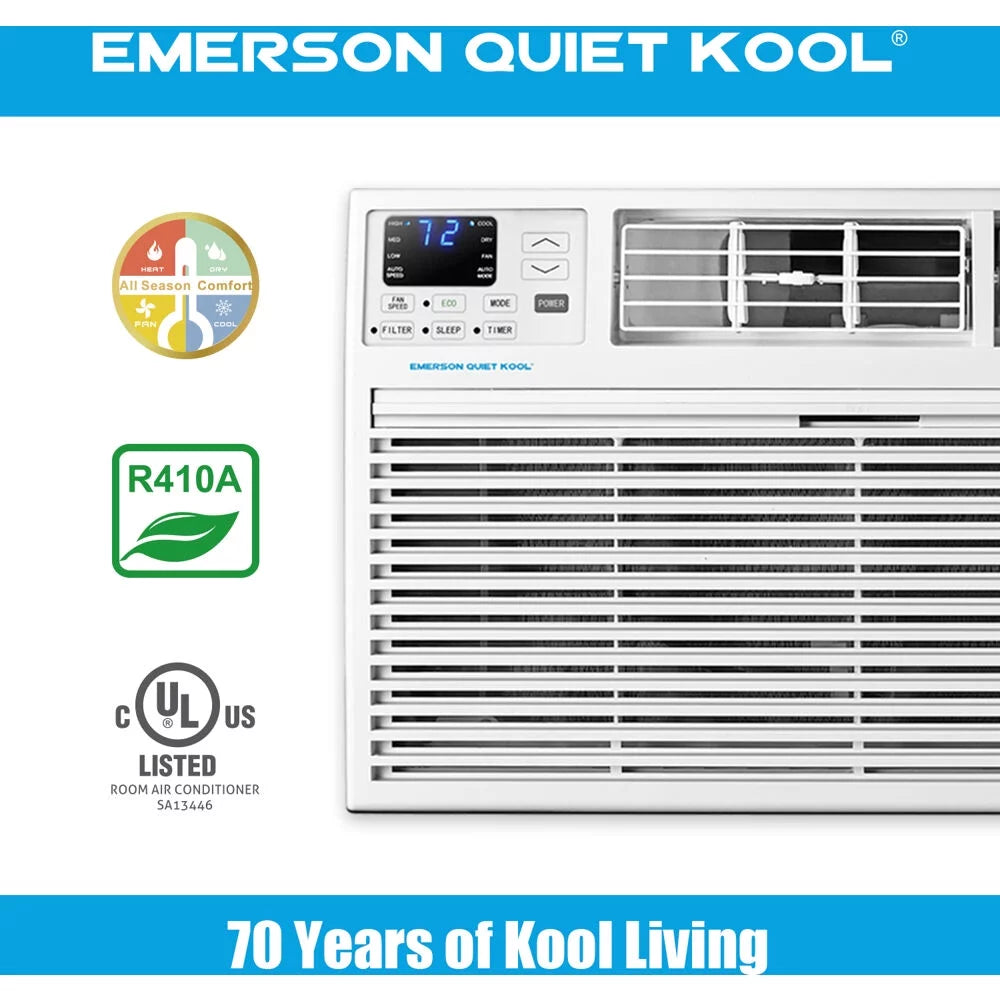 12,000 BTU 230-Volt Through-the-Wall Air Conditioner with Heater, White V7617