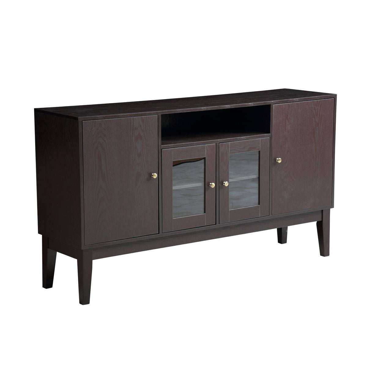 Rustic Wood Buffet Storage Sideboard Table with 4 Cabinets K6176