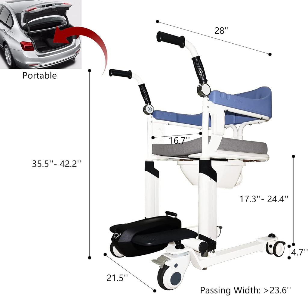 Electric Lift Shower Chair with Wheels and Split Seat T86260