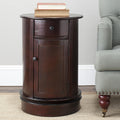 Dark Cherry Oval Swivel Storage End Table Y689