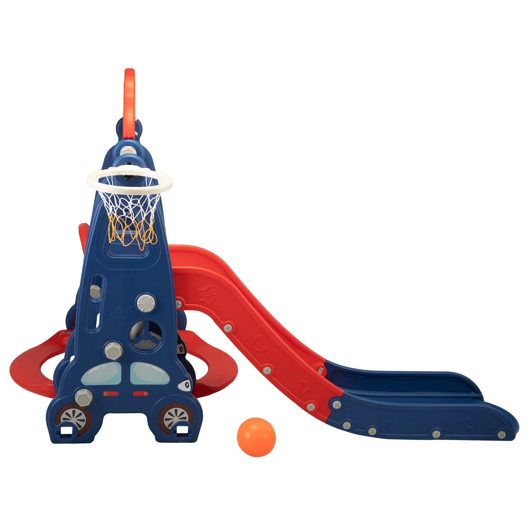 Toddler Slide and Swing Set with Basketball Hoop A988772