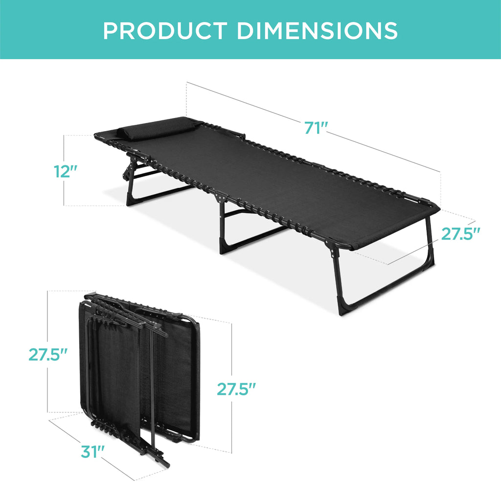 Black Adjustable Folding Chaise Lounge Chair with Pillow F6249