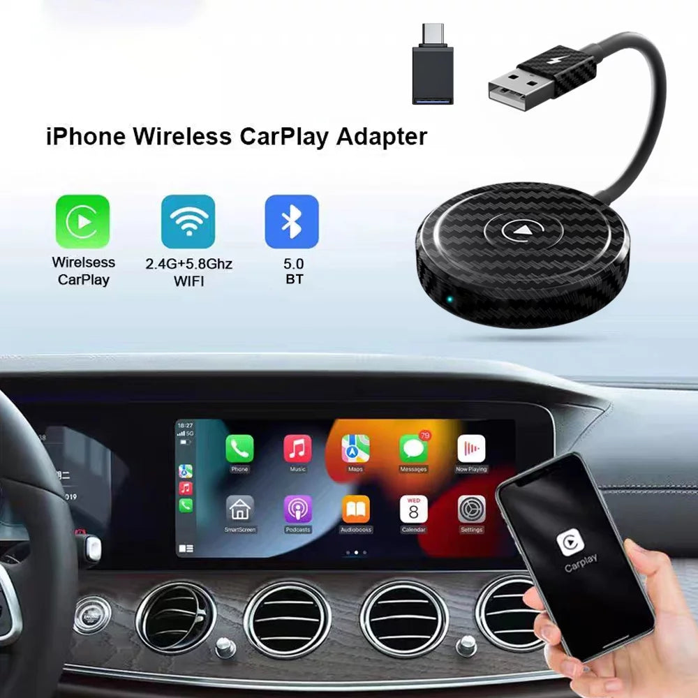 Car Adapter for Apple Cell Phone Carplay Wired to Wireless Smart Box L367