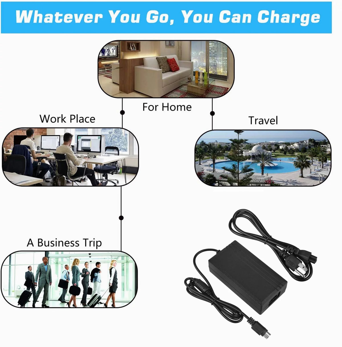 Compatible 4-Pin DIN AC DC Adapter Switching Power Supply Cord Cable Charger V598907