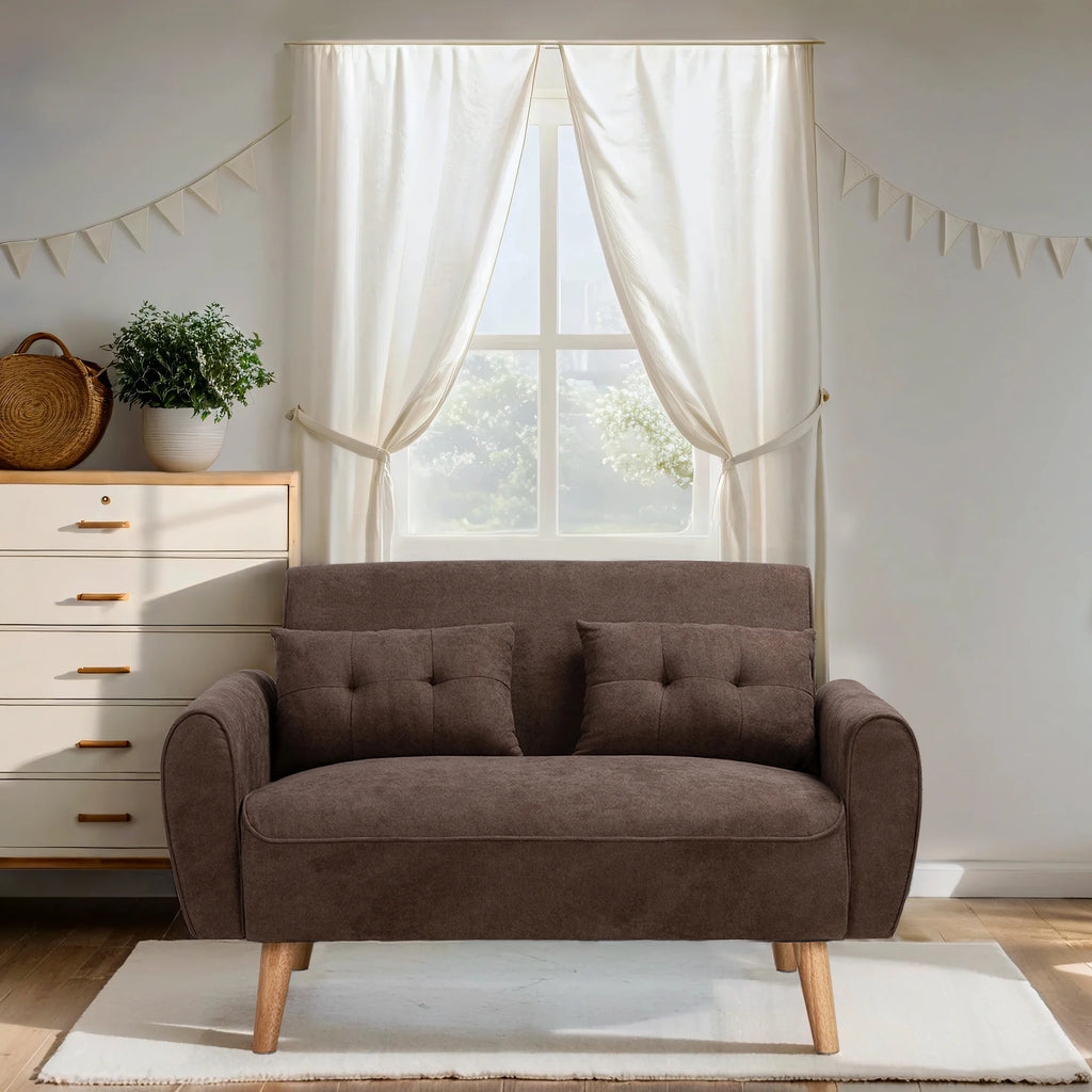 Dark Grey Fabric Upholstered 2-Seat Sofa U168088