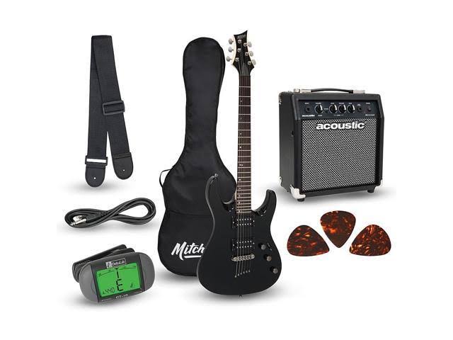 Black Electric Guitar with Amp X283