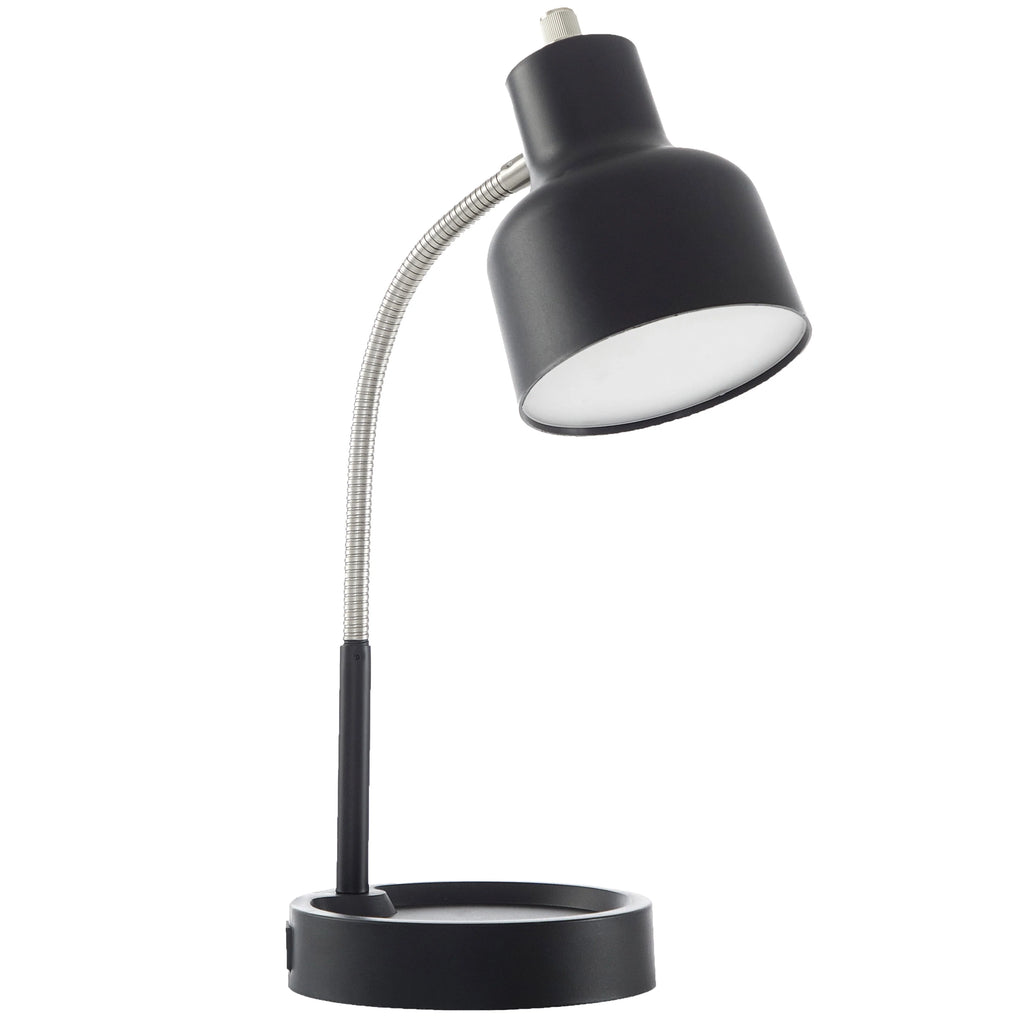 LED Desk Lamp with AC Outlet, Matte Black F818610