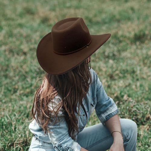 Wide Brim Felt Cowboy Hat with Belt Buckle F94664