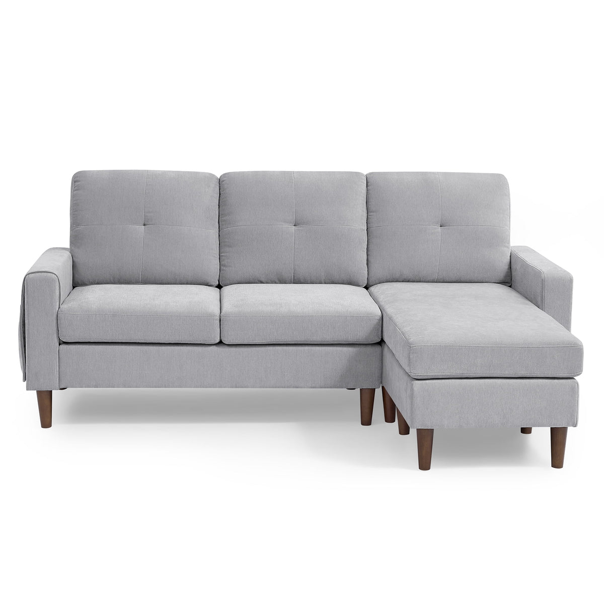 Light Grey Chenille Convertible Sectional Sofa N766601