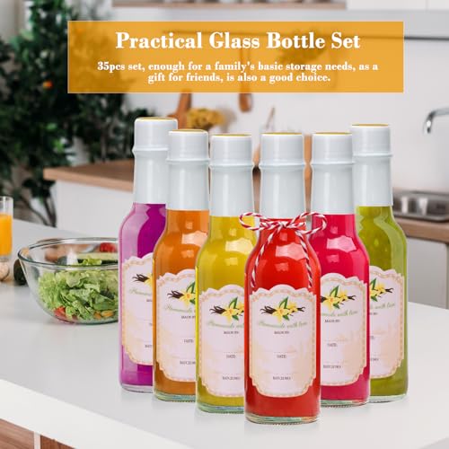 5 oz Clear Glass Woozy Bottles with Caps, Case of 35 D4709