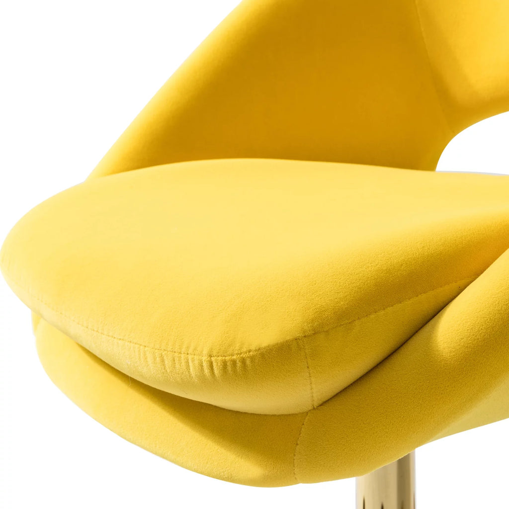 Yellow Velvet Adjustable Swivel Home Office Chair E152