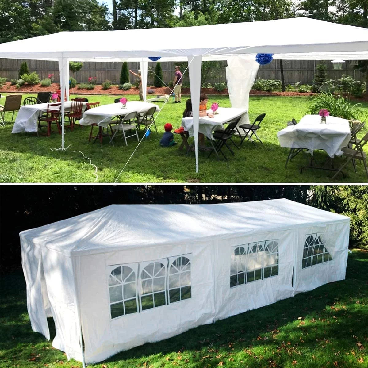 10'x30' White Outdoor Canopy Tent with 8 Side Walls H406