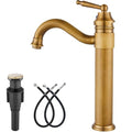 Brushed Nickel Single Handle Brass Bathroom Faucet with Pop Up Drain W5487