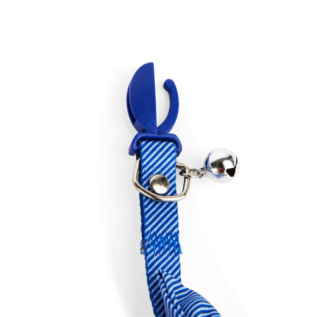 Blue Seersucker Breakaway Bowtie Kitten Collar A1589