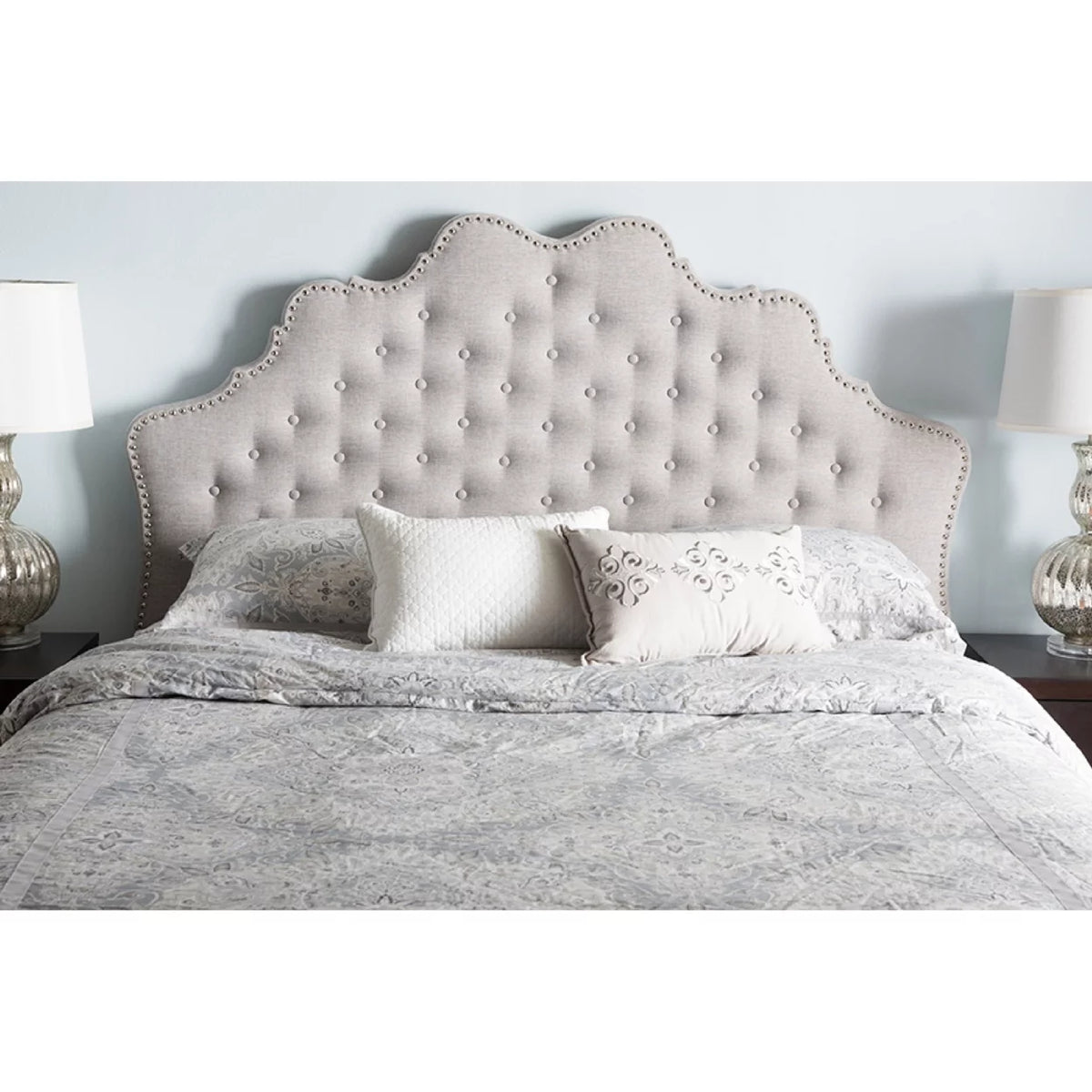 Greyish Beige Fabric Full Size Headboard S5736