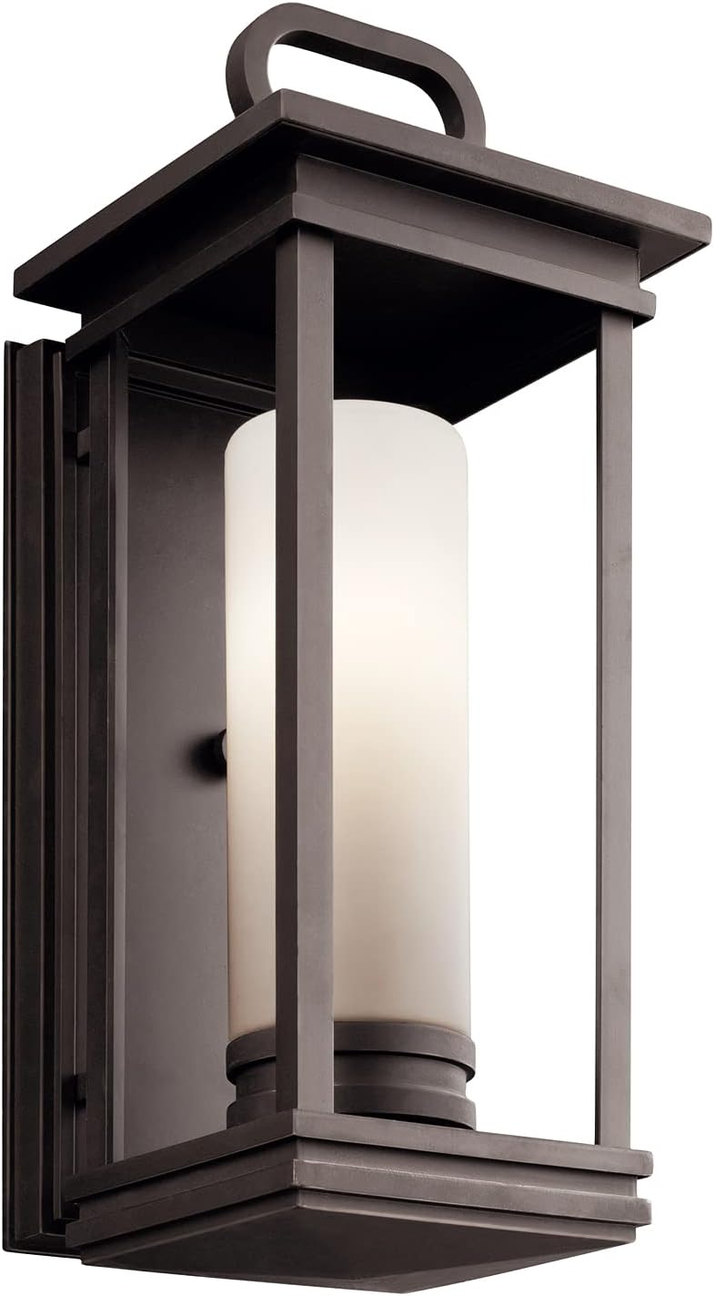 1 Light Outdoor Wall Light with Satin Etched Opal Glass in Rubbed Bronze X362422