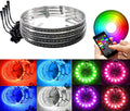 4PC 15.5in RGBW LED Wheel Ring Lights with Brake Function Waterproof Wireless RF Remote B1044
