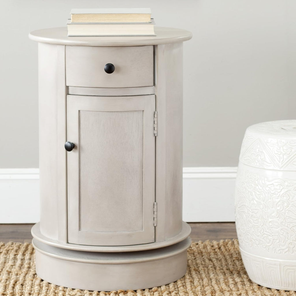 Dark Cherry Oval Swivel Storage End Table Y689