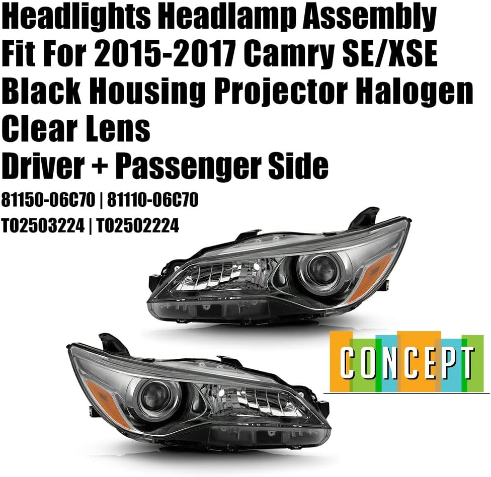 Black Housing Headlights Driver & Passenger Side D1115
