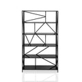 Black Steel 6-Shelf Bookcase with Glass Shelves M9664
