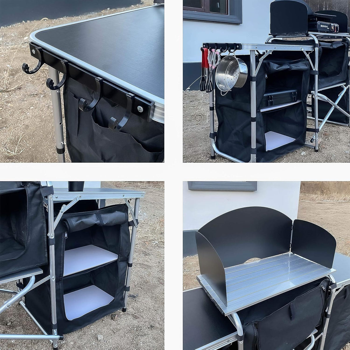 Multifunctional Aluminum Folding Camping Table with Storage Organizer X78737
